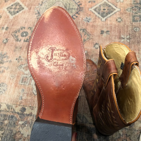 Justin Marbled Chestnut Brown Deerlite Cowboy Boots - Picture 8 of 10